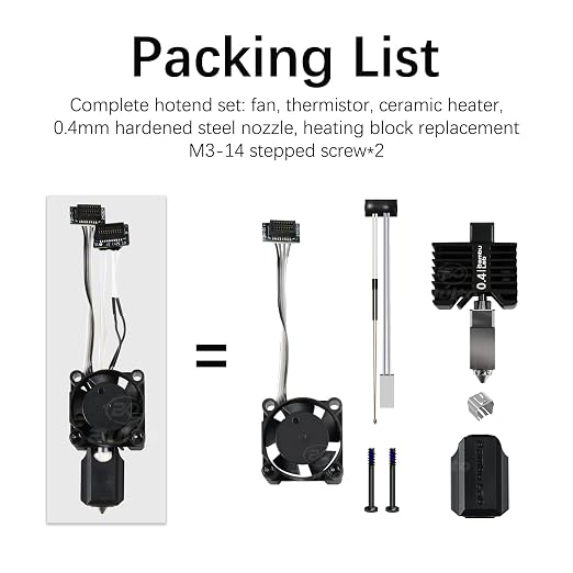 Original Bamboo Lab P1 Hotend Assembly Complete with Hardened Steel 0.4mm Nozzle,Ceramic Heater, Thermistor, Cooling Fan,Silicone Sock for P1S P1P 3D Printer Extruder Heating Block Replacement