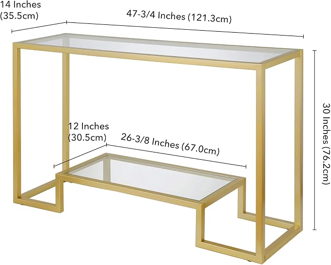 Henn&Hart Athena Console Table, 47" Wide, Gold