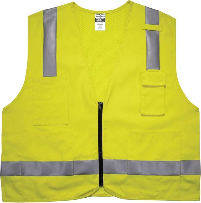 Ergodyne GloWear 8262FRZ Reflective Safety Vest, FR Flame Resistant, Solid Front, Mesh Back , Lime