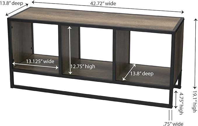 Household Essentials Ashwood & Iron Cube TV Console with Rustic Grain