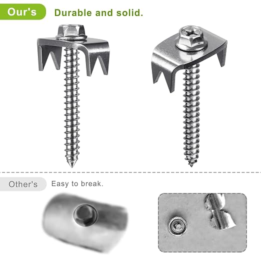 Fence Staples, Insaga 304 Stainless Steel Fence Nails for Softwood, Reusable Wire Fence Staples Screws for Mesh and Woven Fencing, 50pcs Fence Fasteners with Wire Fixer Hold Wire Firmly