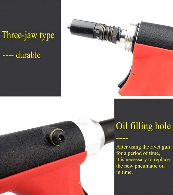 Heavy Duty Air/Hydraulic Rivet Gun Professional Riveting Tool 1/4" air Power Tool Self Suction Style