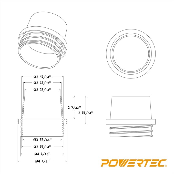 POWERTEC 4"x10' Flexible PU Dust Collection Hose with Screw End Quick Coupler & 5pcs Stainless Steel Key Hose Clamps for Table Saw, Band Saw, Planer, Jointer & WoodShop Dust Collection System (70329)