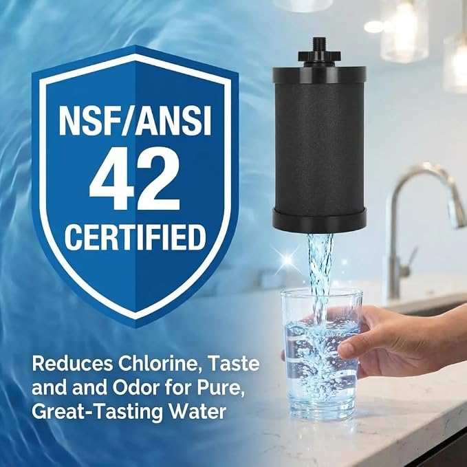 2-Pack Pro Black Water Filter Replacement, NSF/ANSI 42 Certified, 5,000 Gallon Capacity, Compatible with Gravity Water Filtration Systems, for Improved Taste & Contaminant Reduction