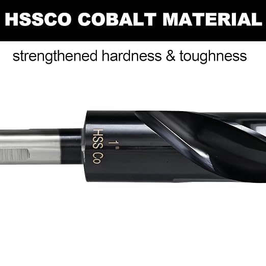 1inch Drill Bit for Metal and Hardened Steel, M35 Cobalt 1/2 Inch Reduced Shank Industrial Grade Heavy Duty Drill Bit, with Index Storage Case