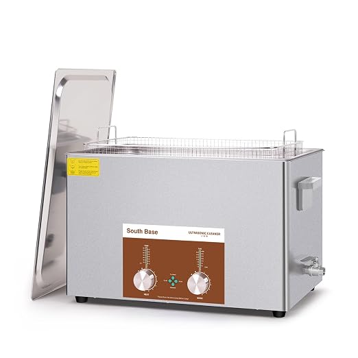 SOUTH BASE Ultrasonic Cleaner,30L 600W Stainless Steel Sonic Cleaner with Cleaning Basket,Timer&Heater,Encoded Ultrasonic Cleaning Machine for Gun,Motorcycle Engine,Carburetor Parts,Chain