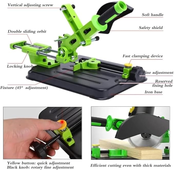 Upgraded Angle Grinder Stand Sliding DIY Cutter Support Aluminum Bracket Holder iron base Suitable for 100/115/125mm angle grinder (Stand only)