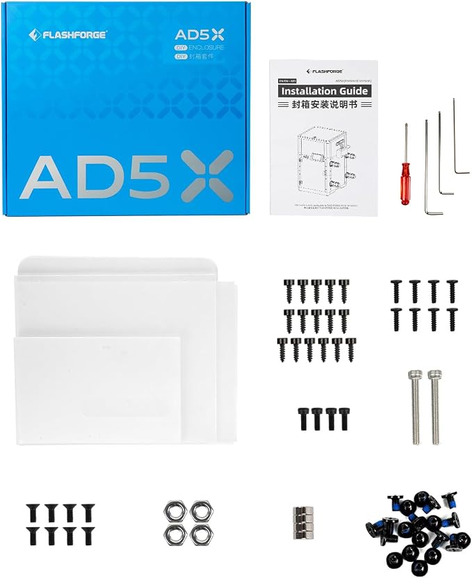 FLASHFORGE AD5X 3D Printer Enclosure Kit | 3D Printer Enclosure Safer and Quieter Cover Protection,DIY Design, Unlock High Temperature Filament Like ABS,ASA and PC