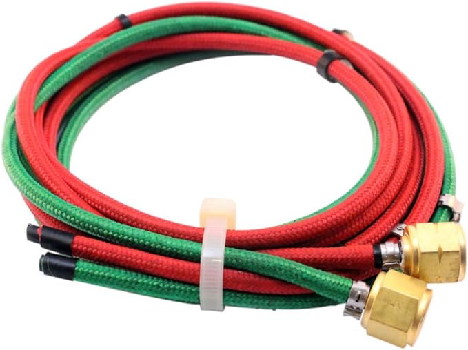 6' GREEN and RED Flexible Braided 1/8 Twin Hose Replacement For Little Jewelry Soldering Torch