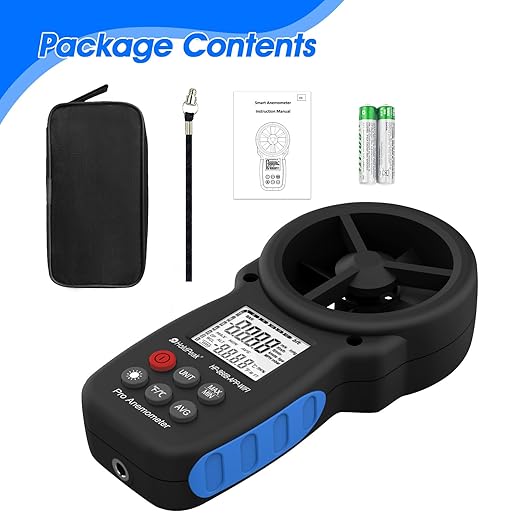 Professional WiFi Anemometer, Smart Wind Speed Meter Gauge with APP, 0.3-40m/s Range, Measures Wind Temp, Max/Min/Avg, Backlight, Ft/min, Knots, Km/h, Mph, (866B-APP-WIFI)