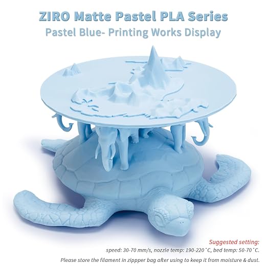 ZIRO 3D Printer Filament, Matte 1.75mm PLA Filament, Pastel Colors PLA Series, 3D Printing Material, Fit Most FDM Printers,1.75mm 1kg/2.2lbs Spool, Pastel Blue(Matte)
