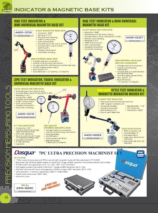 HHIP 4401-0015 2 Piece Magnetic Base and 1" Indicator Set