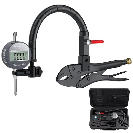 Disc Brake Rotor Gauge Dial Indicator 0-1"/0.0005" Digital Dial Indicator Runout Gauge Ball Joint Runout with 360° Flexible Stem & Locking Pliers for Automotive,Mechanical,Industrial