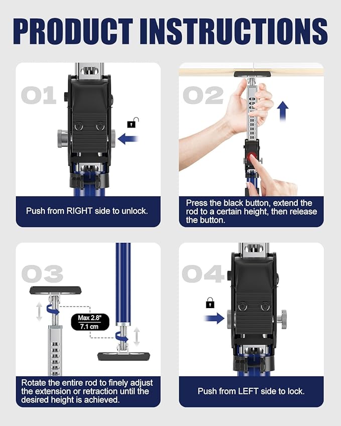 XINQIAO Cabinet Jacks for Installing Cabinets, Heavy Duty Third Hand Support System Adjusts from 15.7 in to 26.4 in, 1 PC