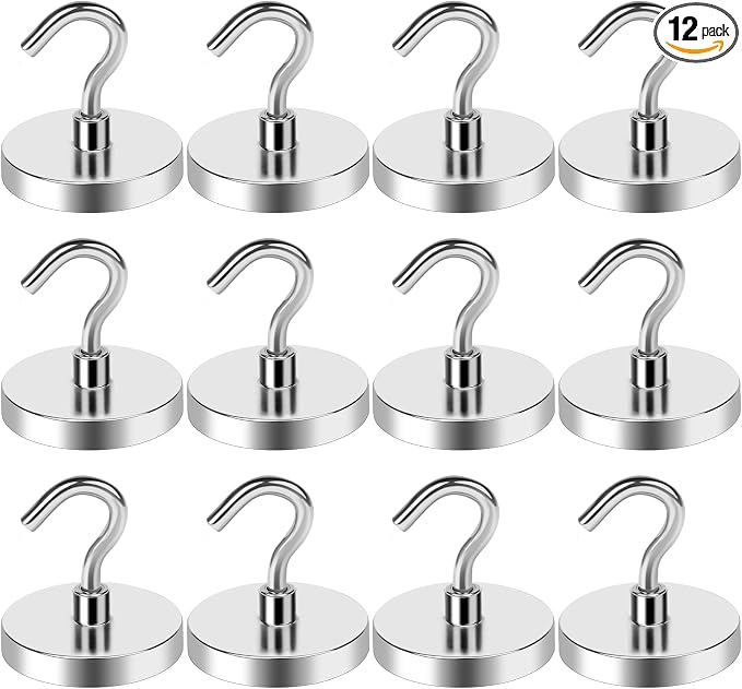 LOVIMAG Magnetic Hooks, Cruise Essentials 2026, 12 Pack-30LBS | Heavy Duty Strong Magnet Hook for Cruise Cabin, Refrigerator Fridge, Ship, Classroom, Kitchen Grills, Black