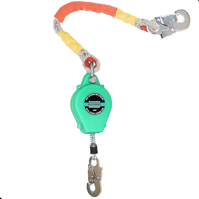 Steel Wire Self Retracting Lifeline, 11FT BUCAMAO Retractable Lanyard | Srl Fall Protection, Retractable Safety Lanyard, Safety Harness Yoyo, Safety Harness Fall Protection Kit, Fall Arrestor