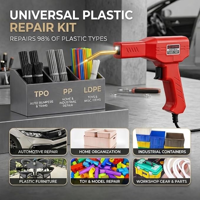 Upgraded 230W 2-in-1 Plastic Welder Kit,Hot Stapler Soldering Gun with 1200PCS Staples & 120PCS Welding Rods,Built-in Temperature Control Protector, Suitable for Most Plastics