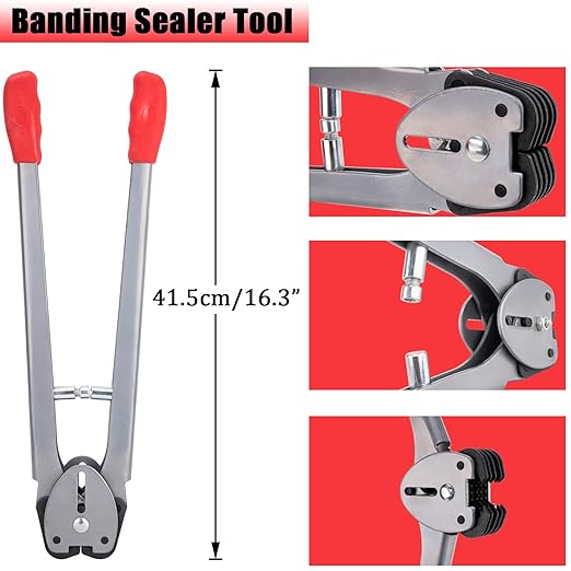 Banding Strapping Kit, Pallet Strapping Kit, Poly Strapping Kit, Plastic Strapping Kit Include Pallet Packaging Strapping Tool, Sealer Tools 3200' Length x 1/2" Wide and 200 Metal Seals