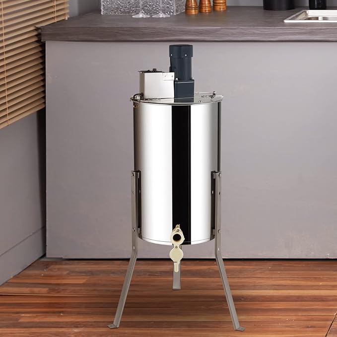 VEVOR Electric Honey Extractor, 2/4 Frame Stainless Steel Beekeeping Extraction, Honeycomb Drum Spinner with Transparent Lid, Apiary Centrifuge Equipment with Height Adjustable Stand