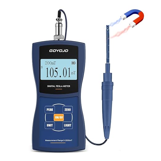 Gauss Meter with High Precision Probe, Digital Magnetic Field Tester (2400mT/24000Gs), N/S Polarity Identification for Magnet, Motor & Speaker Testing, ±2% Accuracy