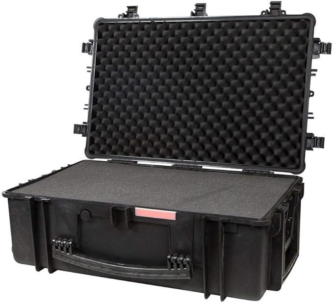 Monoprice Weatherproof Hard Case - 33 x 22 x 13 Inches, With Wheels and Customizable Foam, Shockproof, IP67, Ultraviolet And Impact Resistant Material, Black - Pure Outdoor Collection