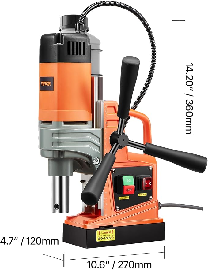 VEVOR Mag Drill Press, 1300W 1.57" Boring Diameter, 2922lbf Power Portable Magnetic Drill, 810 PRM, Electric Drilling Machine for Metal Surface, Industrial and Home Improvement