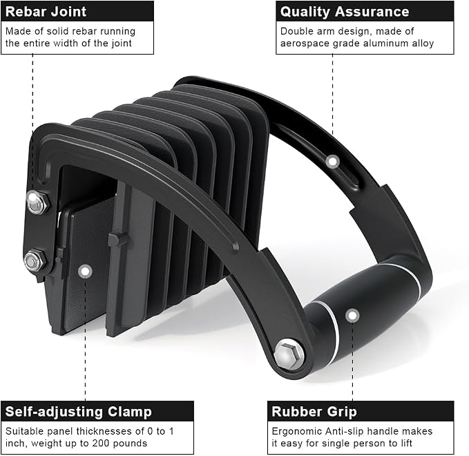 FivePears 2 PCS Professional Panel and Plywood Carrier, Plywood Lifting Tool and Drywall Carrying Tool, One Person Drywall Carrier Handle, Single Hand Clamp Lift Tool for Sheet Board, Padded, Drywall