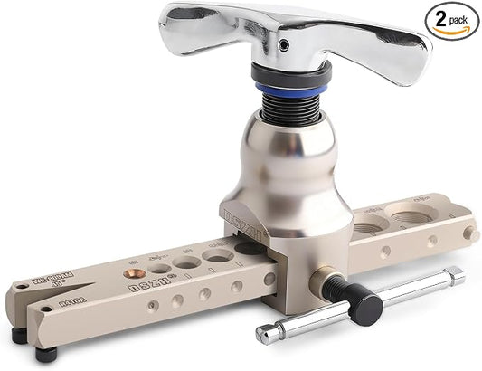 Flaring Tool for 1/4" - 3/4" HVAC Copper Flare Tool with Metric and Imperial Integrated Clamps 45° Eccentric Tube Flaring Tool Set for Copper Aluminum Pipe with Deburring and Cutter Tool