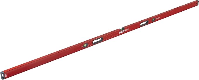 SOLA LSB96 Big Red Aluminum Box Beam Level with 3 60% Magnified Vials, 96-Inch