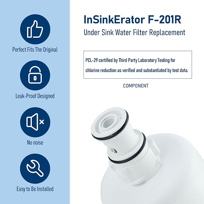 F-201R Under Sink Water Filter, 4-Packs | Replacement for InSinkErator Instant Hot & Hot/Cool Water Dispensers Water Filter Cartridge F-201R, 500 Gallons