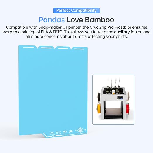 BIQU CryoGrip Pro Frostbite Cold Build Plate for Snap-Maker U1 3D Printer, Spring Steel Sheet, 276X301mm, Room Temperature Printing, Double-Sided