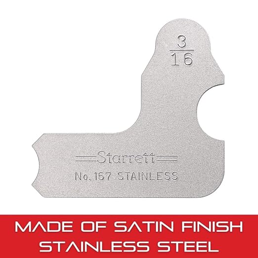 Starrett Individual Radius Gage for Both Convex and Concave Radii - Ideal for Carpenters and Constructions - Stainless Steel, 3/16" Radius Gage, Inch Reading - 167-3/16