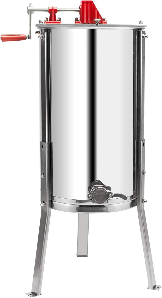 VINGLI Upgraded 3 Frame Honey Extractor Separator, Food Grade Stainless Steel Honeycomb Spinner Drum Manual Crank with Adjustable Height Stands,Beekeeping Pro Extraction Apiary Centrifuge Equipment
