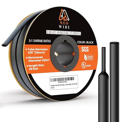 Heat Shrink Tubing 5/8" (16mm), 3:1 Ratio Shrink Tube Industrial and Marine Grade, Dual Wall Adhesive Lined Wire Shrink Wrap Tubing, 29 Feet Roll