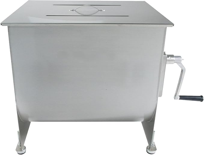 CLIVIA Manual Meat Mixer, 90 Pound Meat Mixer for Sausage, 120lbs 60L Capacity Tank Sausage Mixer, Stainless Steel Food Processing Equipment with Lid for Meat, Sausage, Vegetable, Burger, Dumplings