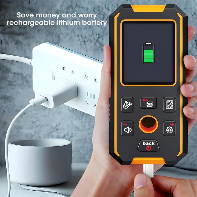 3 in 1 Stud Finder Wall ScannerLaser Distance Meter, Multifunctional Rechargeable Stud Detector with Metal, Wood AC Wire, Upgraded Smart Sensor Comes with HD LCD Display