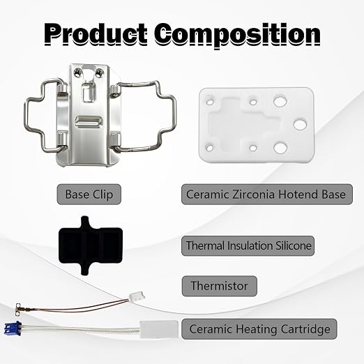 Kobra S1 Max Hotend Heating Assembly Kit Ceramic Zirconia Heat Insulation Heat Resistant Heating Component with Base Clip Thermistor Heater Cartridge for Anycubic Kobra S1 Max 3D Printer Accessories