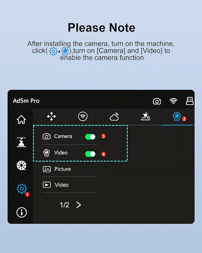 Camera Kit for FLASHFORGE AD5X Adventurer 5M/5M Pro 3D Printers, Real-Time Remote Monitoring Time-Lapse Recording Compatible with Flash Maker App, 3D Printer Accessory for Adventure AD 5X/AD5M/5M PRO