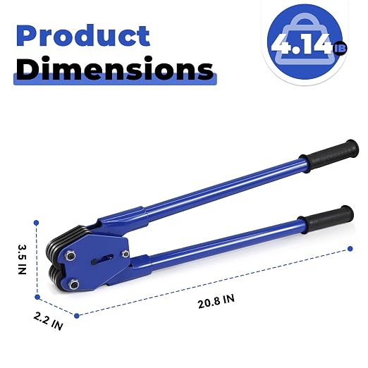 Strapping Sealer/Crimper for 1/2" Polypropylene (PP) Polyester Strapping Band Manual Banding Tool with 20.5" Extended Handle