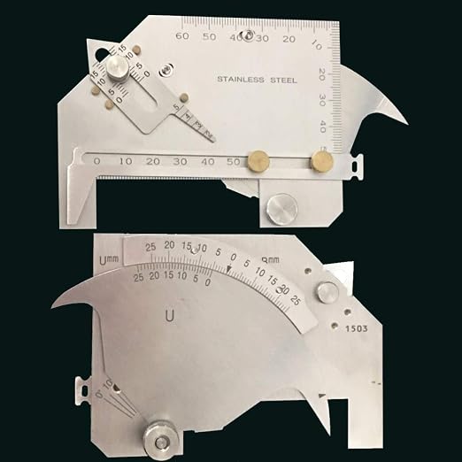 V-WAC Gage Biting Edge Stainless Steel Welding Gauge + 7 Piece Fillet Weld Gauge Gage Set + MG-8 Bridge Cam Gage Welding Gauge kit