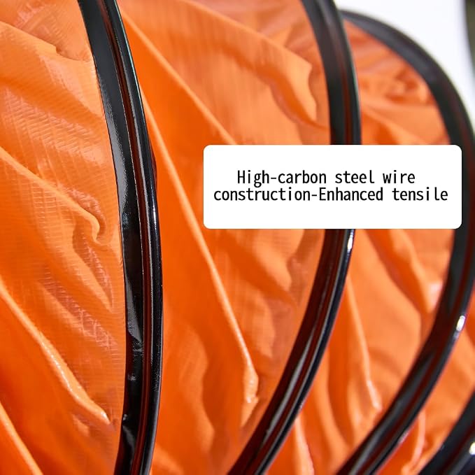 12 Inch PVC 16 FT Flexible Duct with Adjustable Connecting Belt and D-Shaped Rings for Utility Blower Ventilation Fan Exhaust Fan (12in x 16ft)