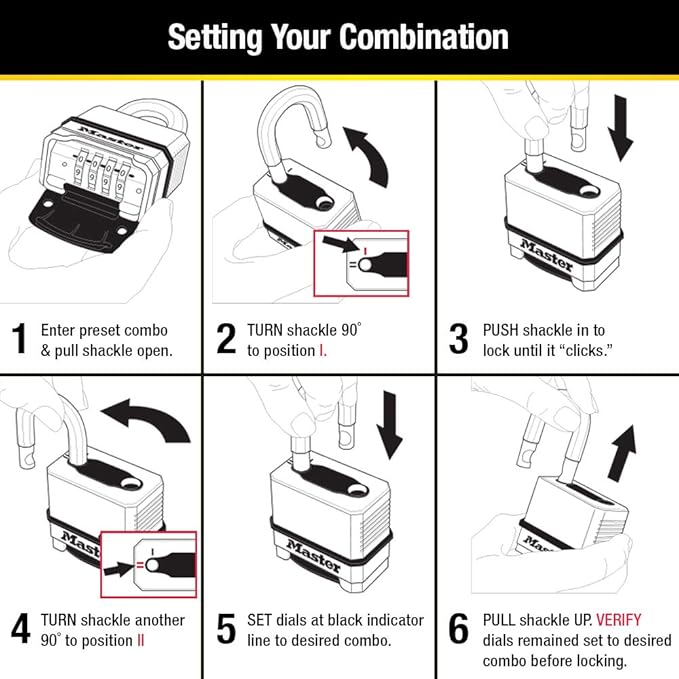 Master Lock Combination Padlock Gold | Heavy Duty | Weather Resistant | Resettable | For Outdoor Use | Pack of 20
