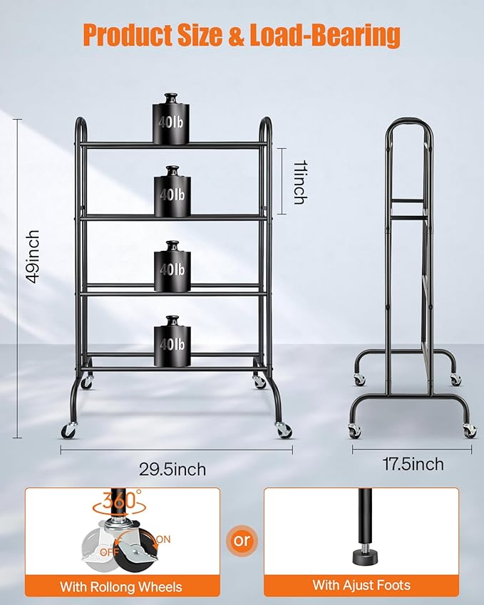 AHOWPD 3D Printer Filament Storage Rack - 4 Tier Heavy Duty Metal Shelf Filaments Spool Holder for PLA/ABS/TPU, Organized for 3D Printing Studio, Office Workshop