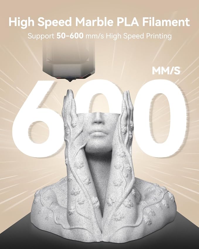 SUNLU High Speed Marble PLA Filament, 600mm/s High Speed PLA 3D Printer Filament, Natural Marble-Like Texture, Smooth Printing, 1kg (Brick Red)