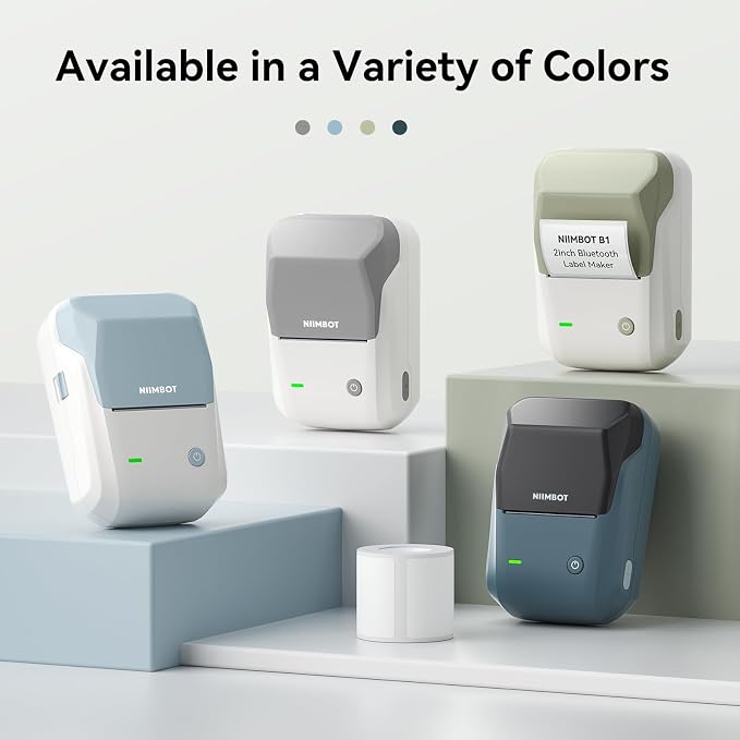 NIIMBOT B1 Label Maker Machine, Thermal Label Printer Easy to Use for Office, Home, Business, Came with 1 Roll White Label(Green)