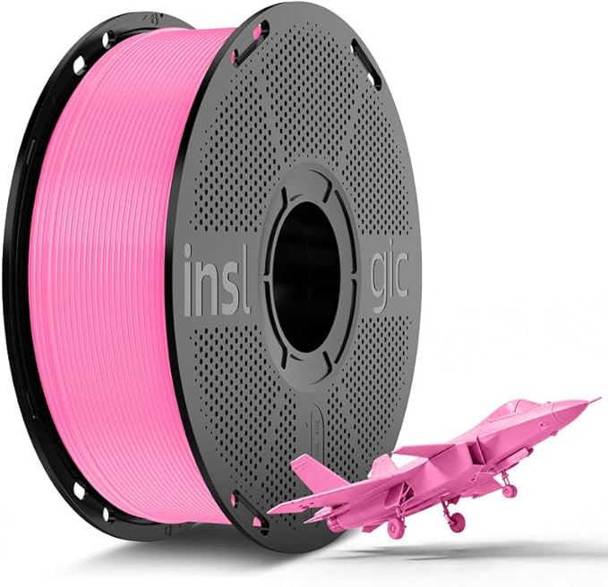 Inslogic Pre-Dried PLA Pro 3D Printer Filament, High-Speed Tough PLA Pro Filament 1.75mm ±0.02mm, Reusable Spool, Compatible with Bambu and More FDM Printers, 1kg (Pink)