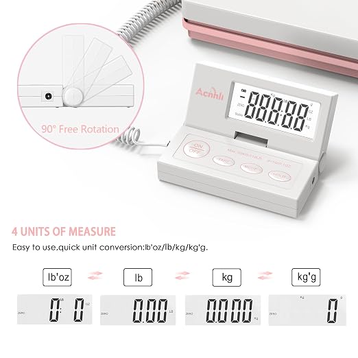 Postal Mail Scales for Shipping, 110LB(50KG) Scale for Package, Three Functions: Tare,Mode and Hold, Individual Flexible Panel,with Manual and Adapter