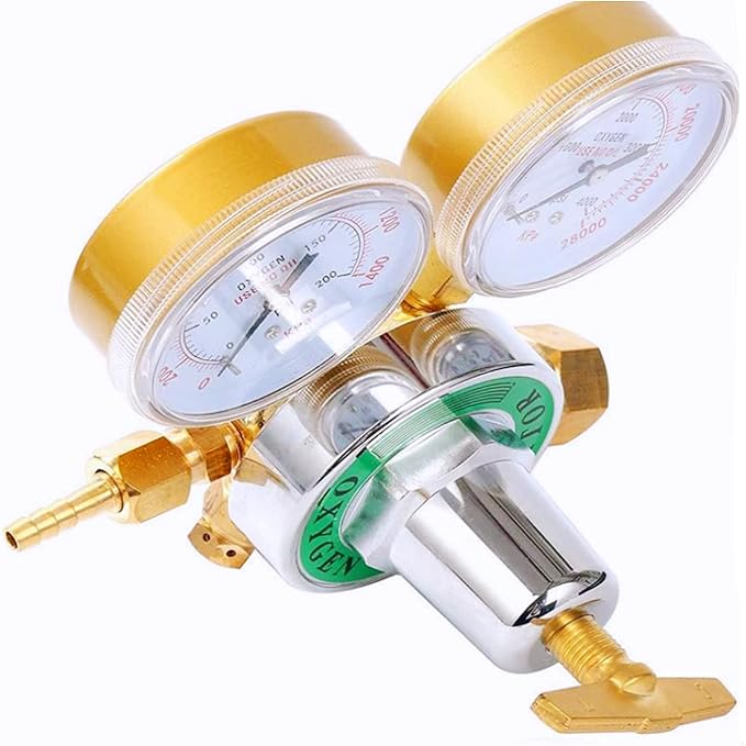 Oxygen Regulator Welding Gas Gauges Full Brass Heavy Duty Large Tank Cutting Torch Kit Outlet 0-200PSI Inlet 0-4000PSI CGA 540 (Oxygen Regulator)