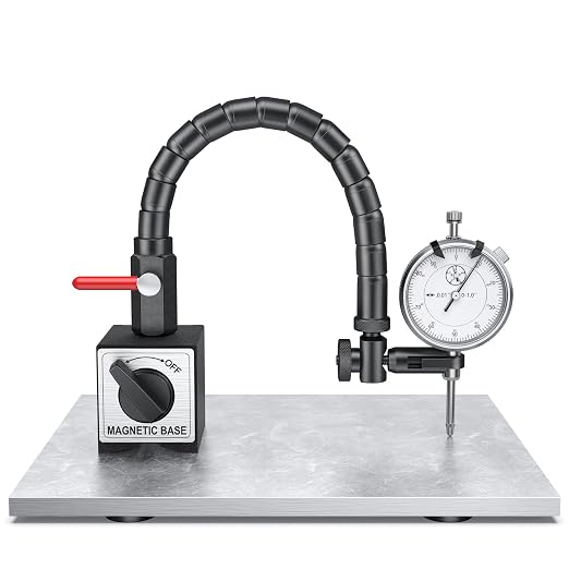 HDLNKAK Dial Indicator 0-1'' with Magnetic Base, Dial Indicator Tools Set for Alignment, 0.001" Accuracy Measurement Tool with Flex Arm Base and Indicator Combo（ White Dial Indicator）