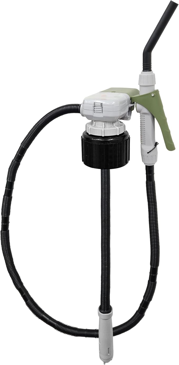 [LITE DELIGHT] Transfer Pump for Fuel, Water & More, 2.4 GPM, AA Battery Included, Squeeze Trigger Handle for Flow Control & Stop, Universal & VP Racing Can Adapters, 51” Hose, PLUS a Manual Siphon